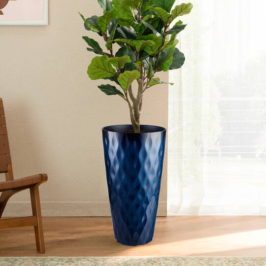 Glitzhome® 23.75" Oversized Wavy Texture Tall Plastic Planters, 2ct.